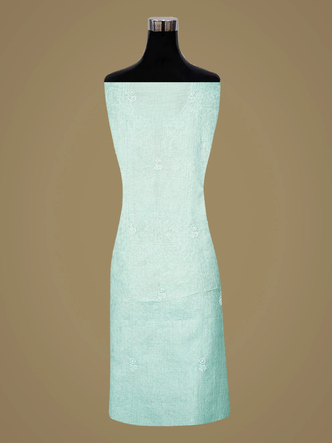 Ada Hand Embroidered Blue Kota Silk Lucknowi Chikankari Unstitched Kurta Piece 01A557336