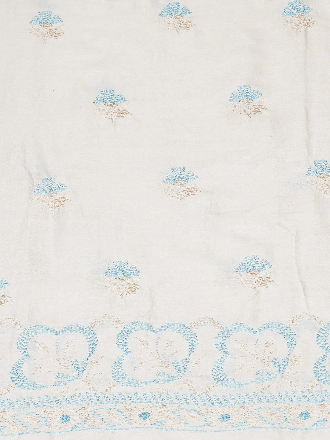 Ada Hand Embroidered Off White Chanderi Lucknowi Chikankari Unstitched Kurta Piece A401696