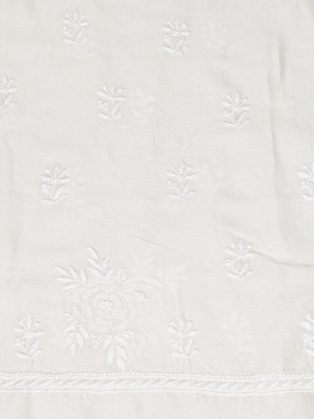 Ada Hand Embroidered White Chanderi Lucknowi Chikankari Unstitched Kurta Piece 01A784962