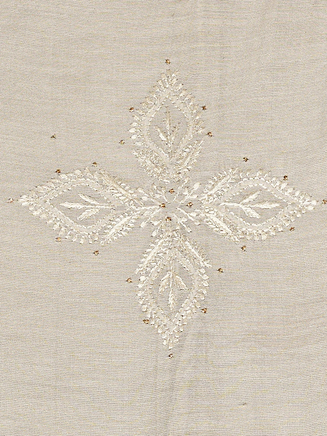 Ada Hand Embroidered Grey Tissue Lucknowi Chikankari Semi-Stitched Kurta Piece With Mukaish Work 01A479316