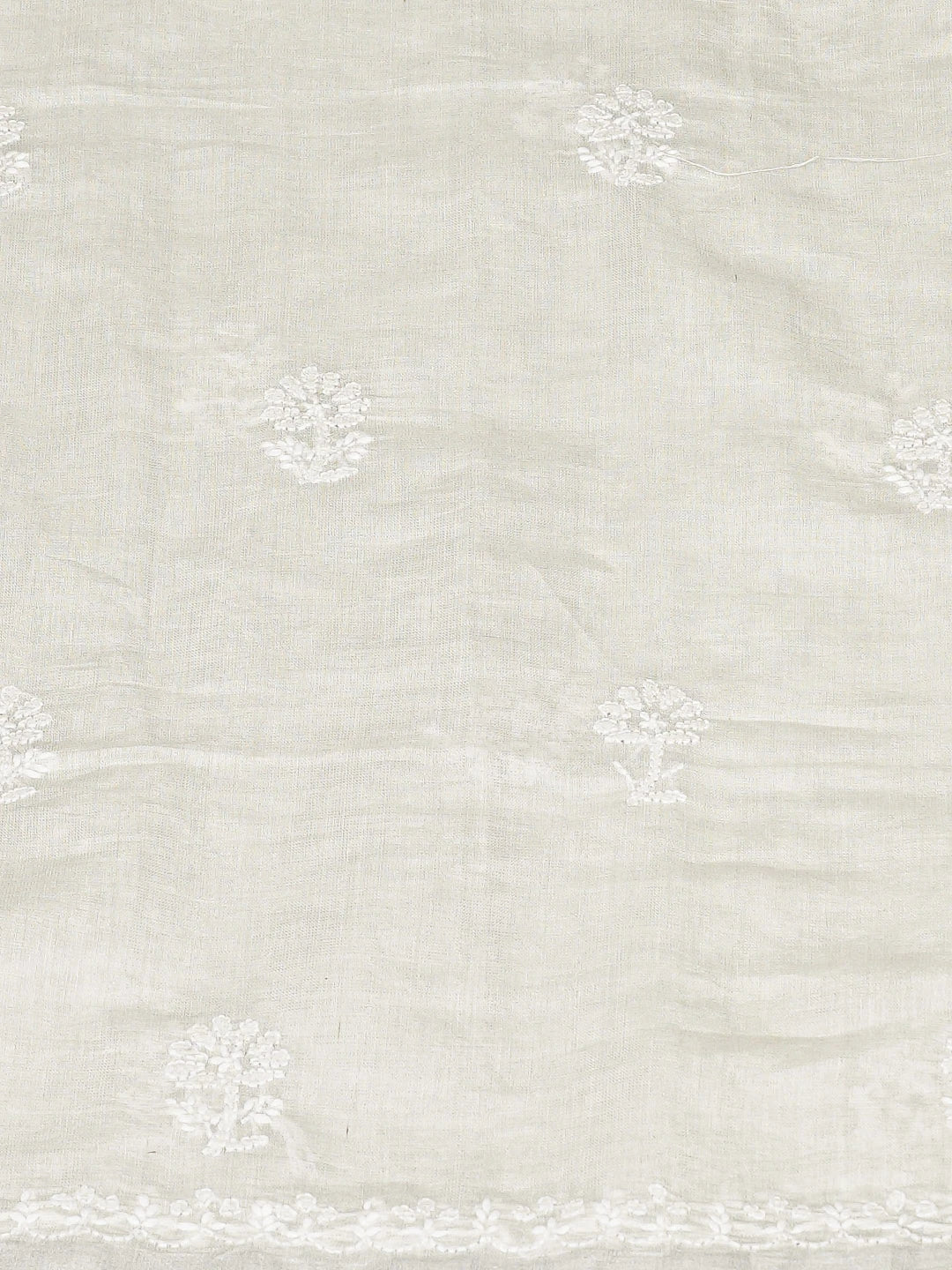 Ada Hand Embroidered Silver Tissue Lucknowi Chikankari Unstitched Kurta Piece 01A783185