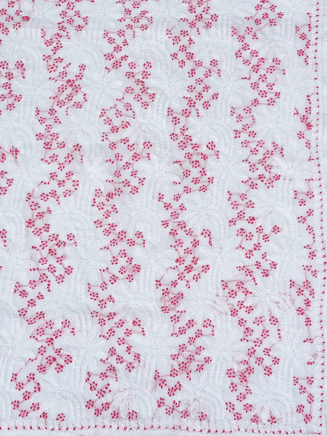 Ada Hand Embroidered White Georgette Lucknowi Chikankari Saree With Blouse 01A853689