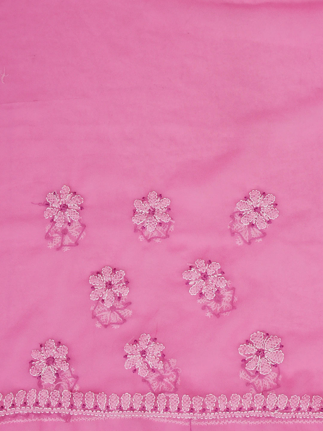 Ada Hand Embroidered Pink Georgette Lucknowi Chikankari Saree With Blouse 01A853704