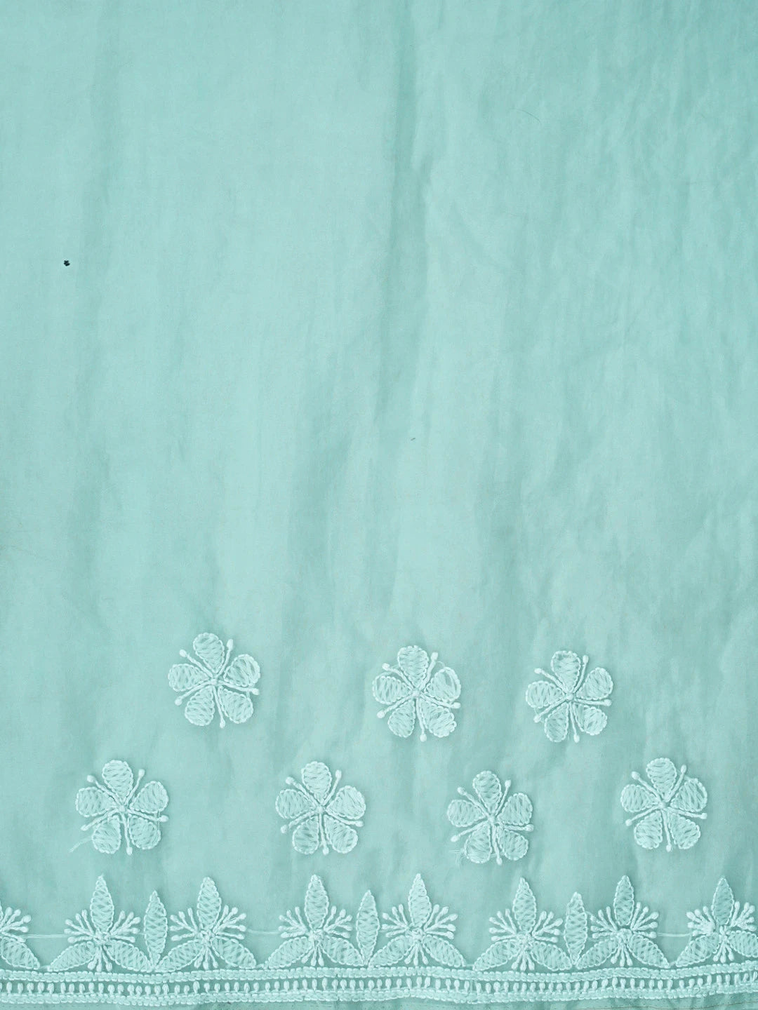 Ada Hand Embroidered Pistachio Green Organza Lucknowi Chikankari Saree With Blouse 01A794143