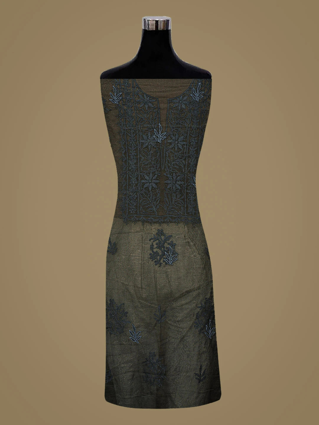 Ada Hand Embroidered Black Organza Lucknowi Chikankari Unstitched Kurta Dupatta Set 01A789403