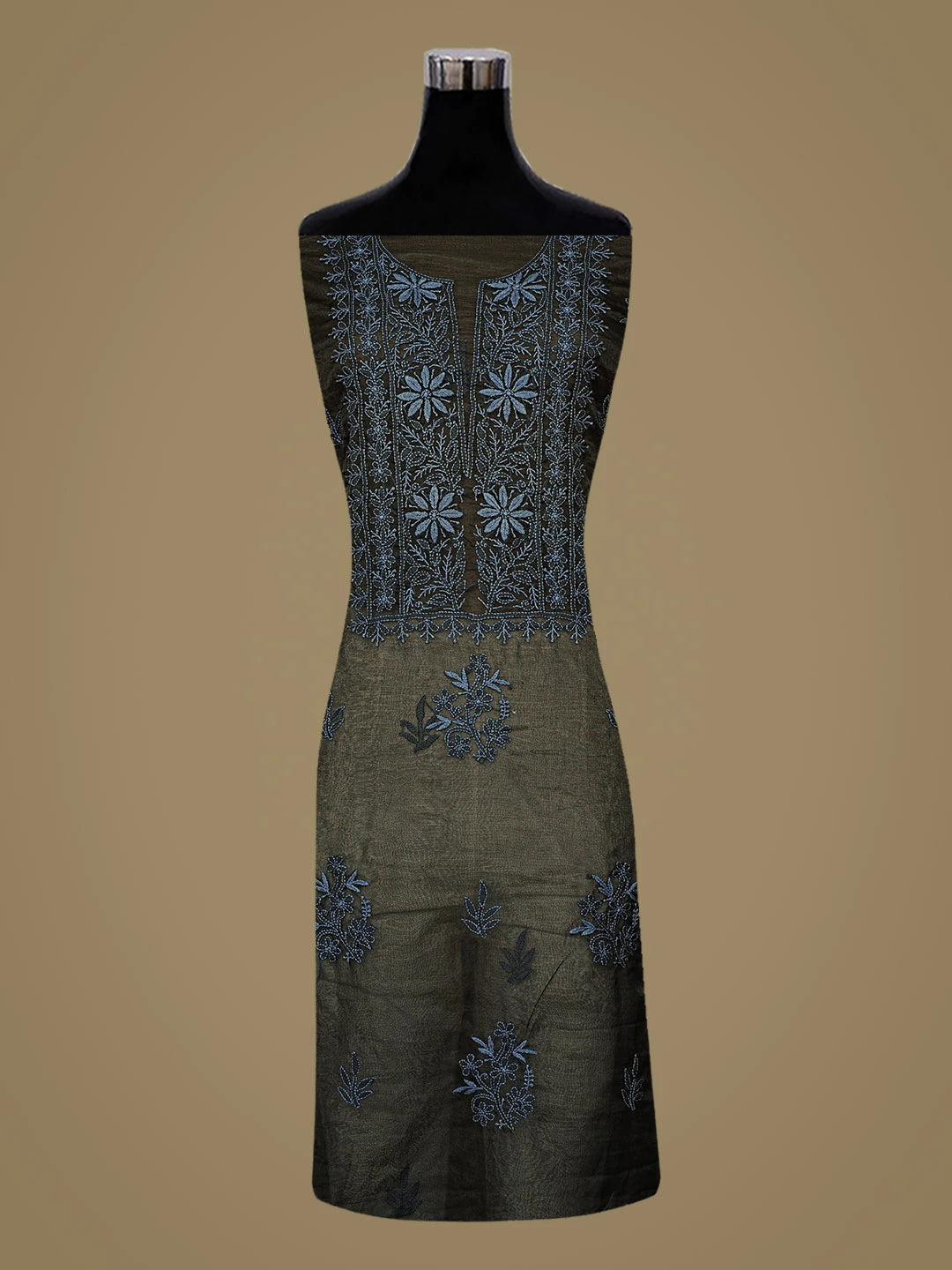 Ada Hand Embroidered Black Organza Lucknowi Chikankari Unstitched Kurta Dupatta Set 01A789403