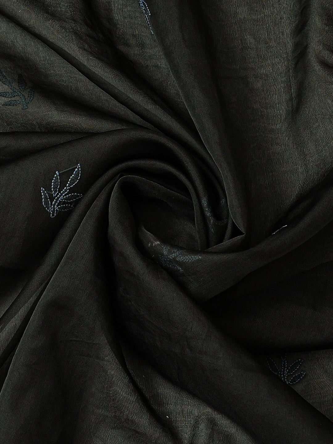 Ada Hand Embroidered Black Organza Lucknowi Chikankari Unstitched Kurta Dupatta Set 01A789403