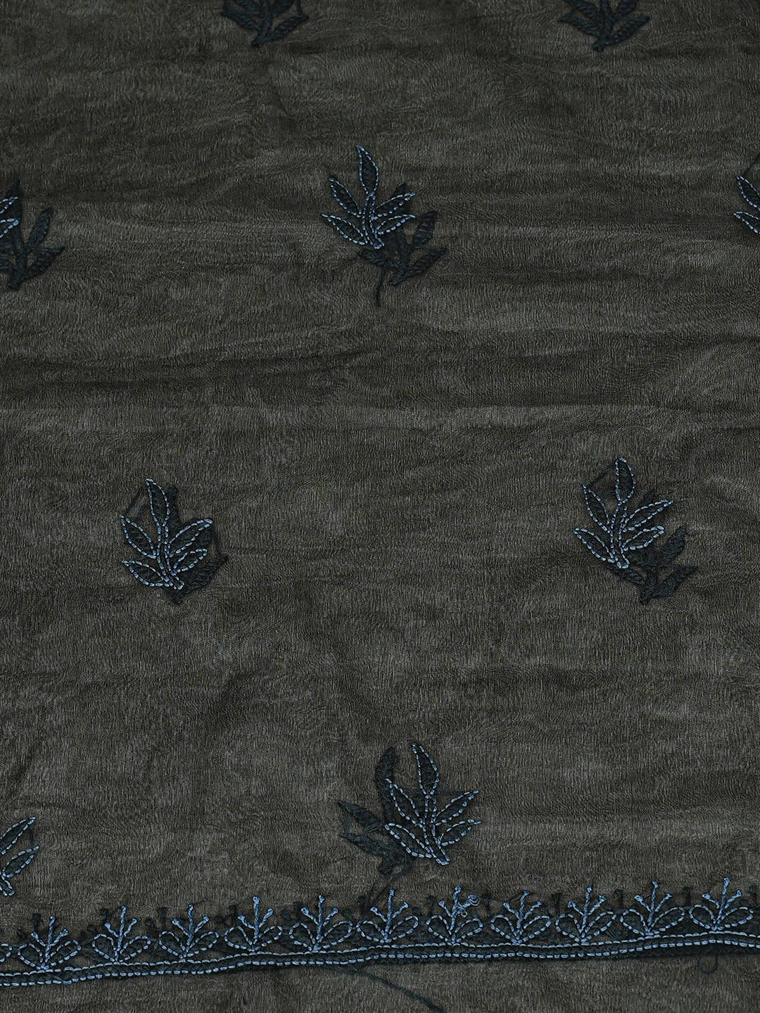 Ada Hand Embroidered Black Organza Lucknowi Chikankari Unstitched Kurta Dupatta Set 01A789403
