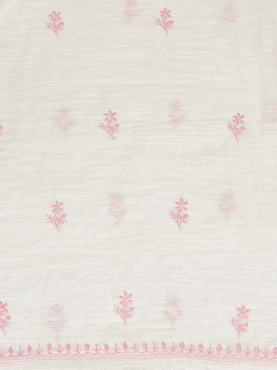 Ada Hand Embroidered White Chanderi Lucknowi Chikankari Unstitched Kurta Dupatta Set 01A778461