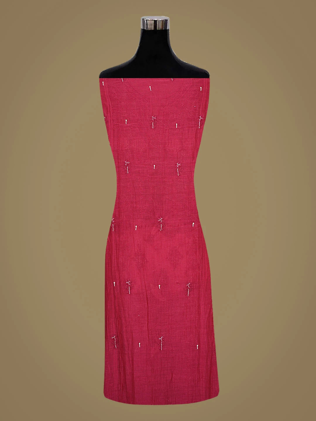 Ada Hand Embroidered Maroon Chanderi Lucknowi Chikankari Semi-Stitched Kurta Dupatta Set With Cutdana Work 01A787734