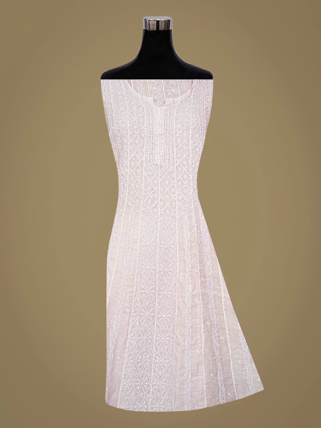 Ada Hand Embroidered Lavender Chanderi Lucknowi Chikankari Semi-Stitched Anarkali Kurta Dupatta Set With Cutdana Work 01A850132
