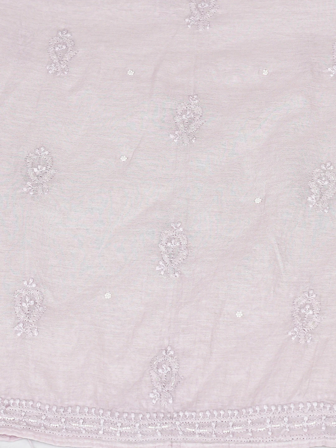 Ada Hand Embroidered Lavender Chanderi Lucknowi Chikankari Semi-Stitched Anarkali Kurta Dupatta Set With Cutdana Work 01A850132
