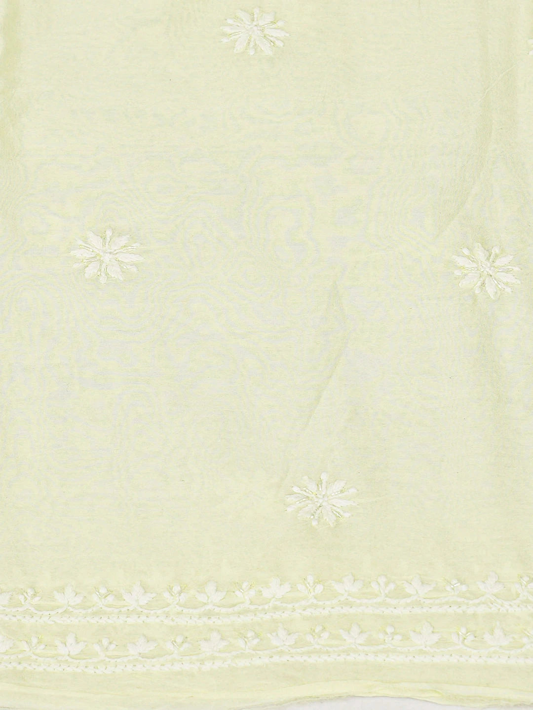 Ada Hand Embroidered Lemon Chanderi Lucknowi Chikankari Unstitched Suit Piece With Cutdana Work 01A842106