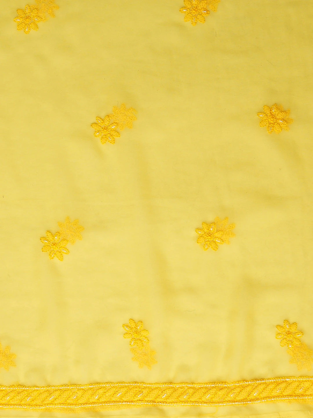 Ada Hand Embroidered Yellow Georgette Lucknowi Chikankari Unstitched Suit Piece With Cutdana Work 01A713311