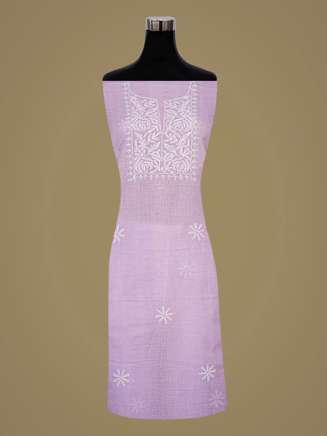 Ada Hand Embroidered Mauve Kota Lucknowi Chikankari Unstitched Kurta Piece 01A846229