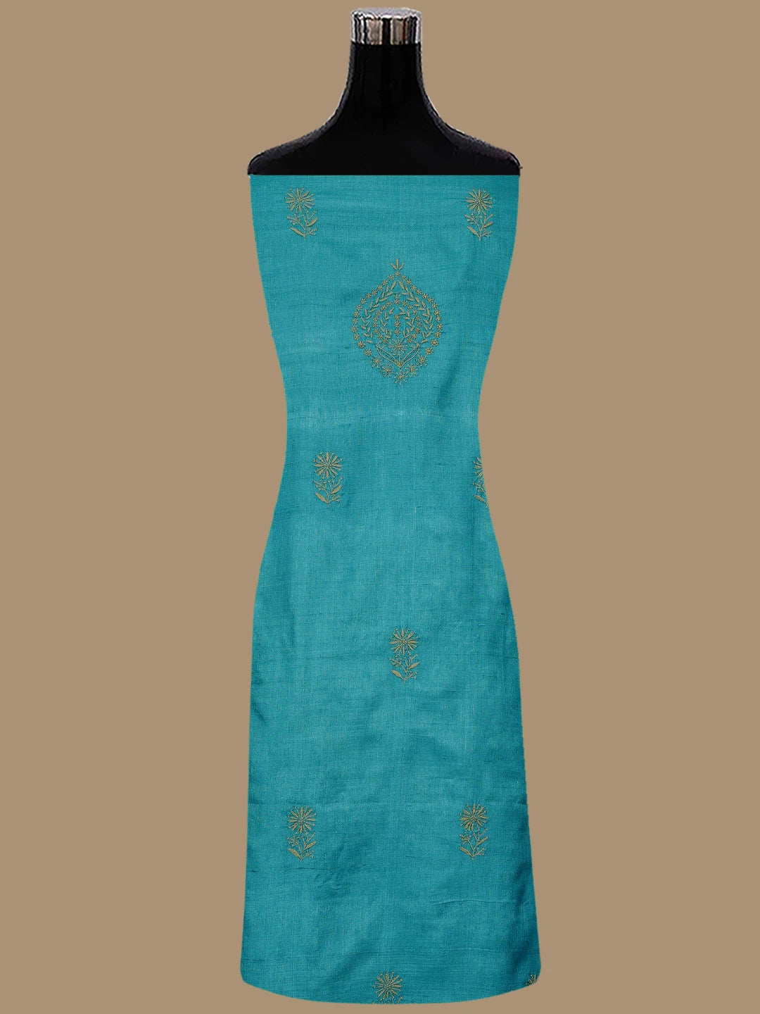 Ada Hand Embroidered Cerulean Blue Silk Lucknowi Chikankari Unstitched Suit Piece 01A782955