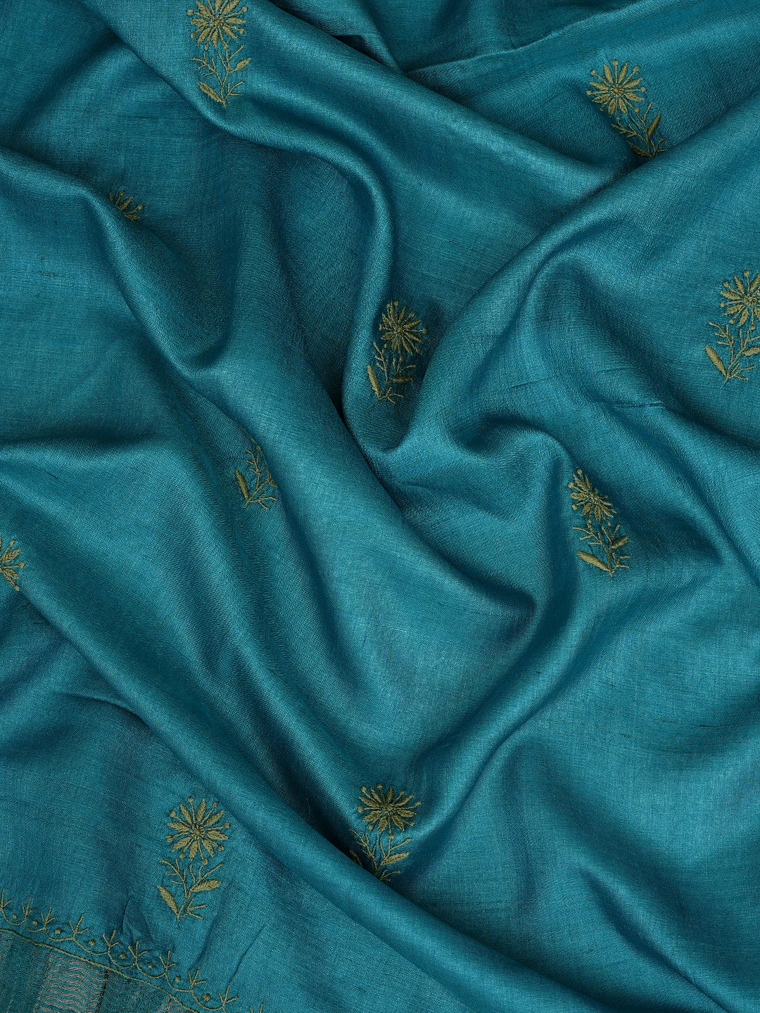 Ada Hand Embroidered Cerulean Blue Silk Lucknowi Chikankari Unstitched Suit Piece 01A782955