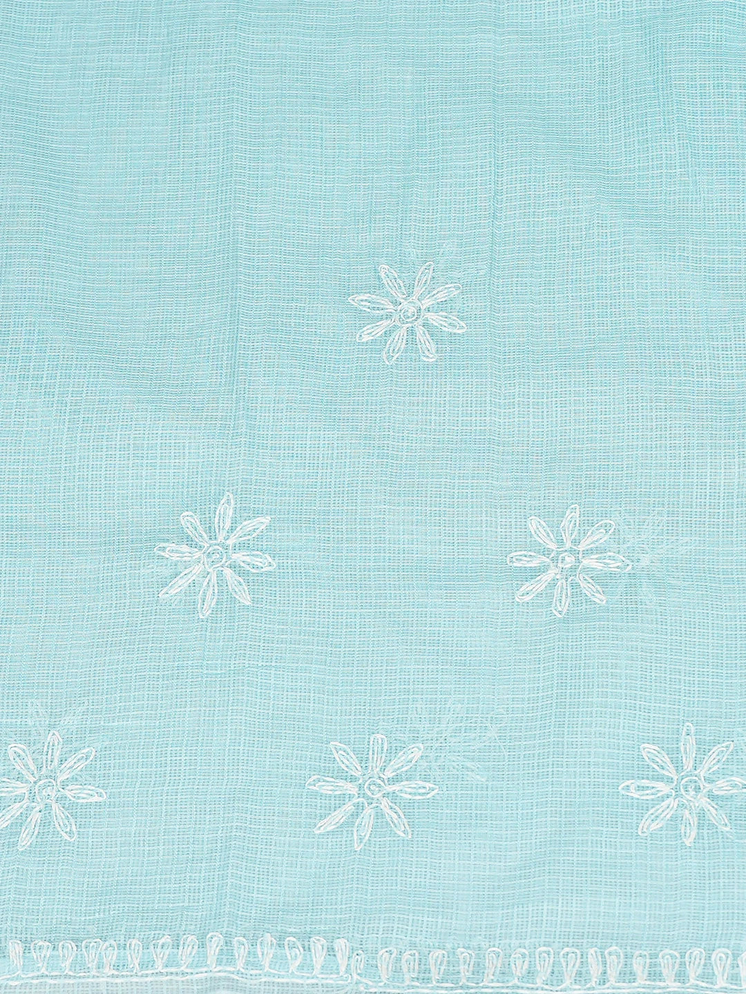 Ada Hand Embroidered Blue Kota Lucknowi Chikankari Unstitched Kurta Piece 01A838006