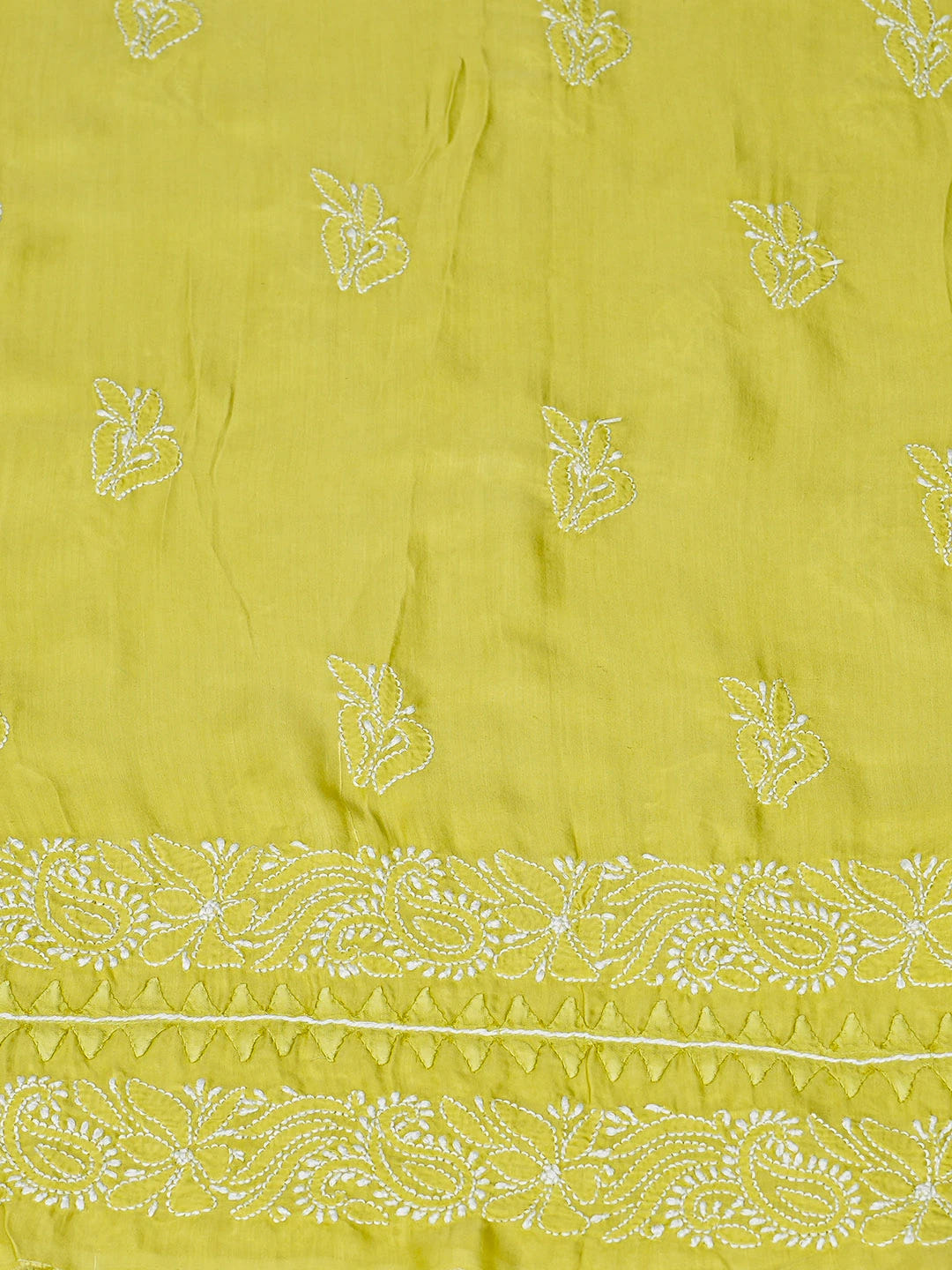 Ada Hand Embroidered Mehandi Green Modal Lucknowi Chikankari Unstitched Suit Piece 01A853370
