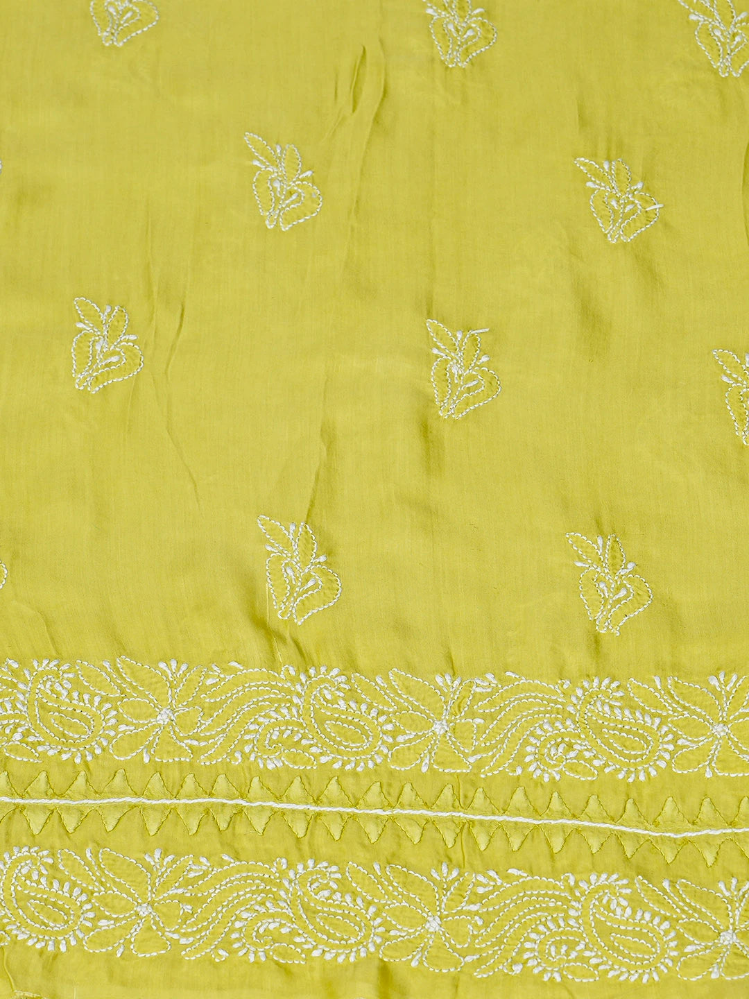 Ada Hand Embroidered Mehandi Green Modal Lucknowi Chikankari Unstitched Suit Piece 01A853370