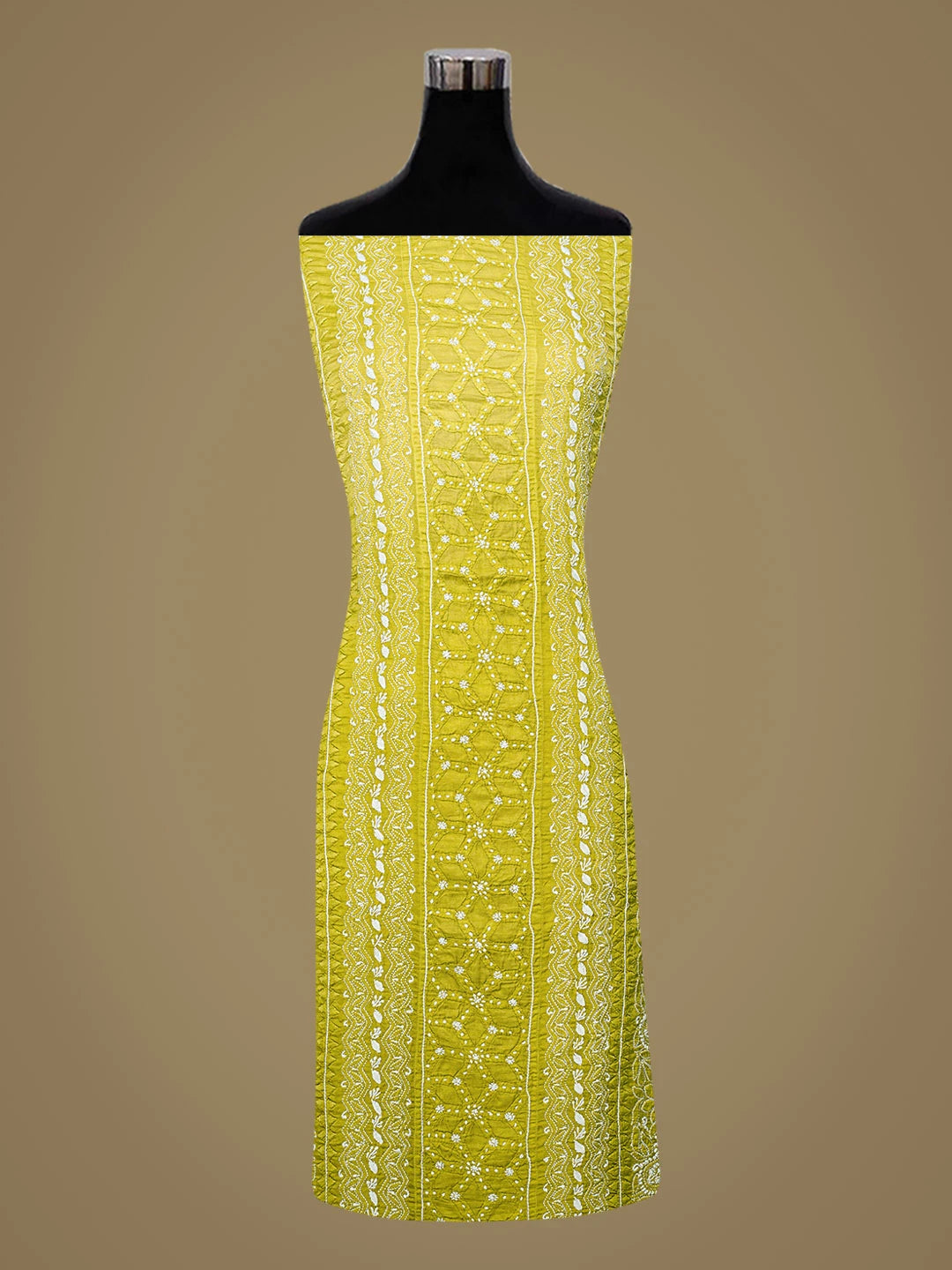 Ada Hand Embroidered Mehandi Green Modal Lucknowi Chikankari Unstitched Suit Piece 01A853370