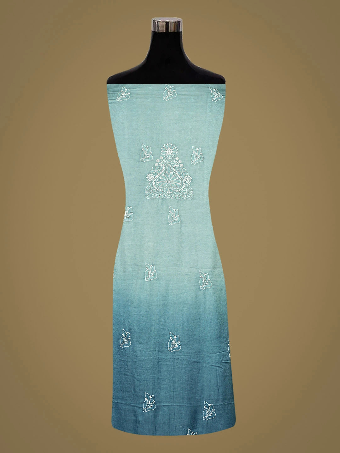 Ada Hand Embroidered Steel Blue Modal Lucknowi Chikankari Unstitched Suit Piece 01A853379