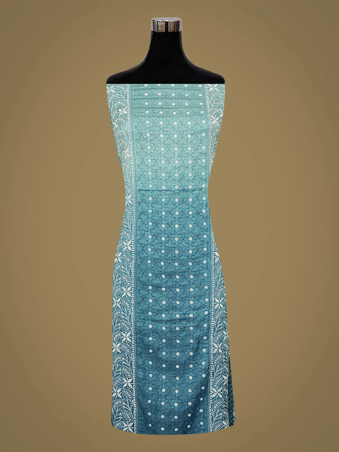 Ada Hand Embroidered Steel Blue Modal Lucknowi Chikankari Unstitched Suit Piece 01A853379