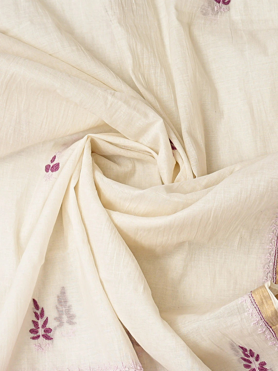 Ada Hand Embroidered White Chanderi Lucknowi Chikankari Unstitched Kurta Dupatta Set 01A836906
