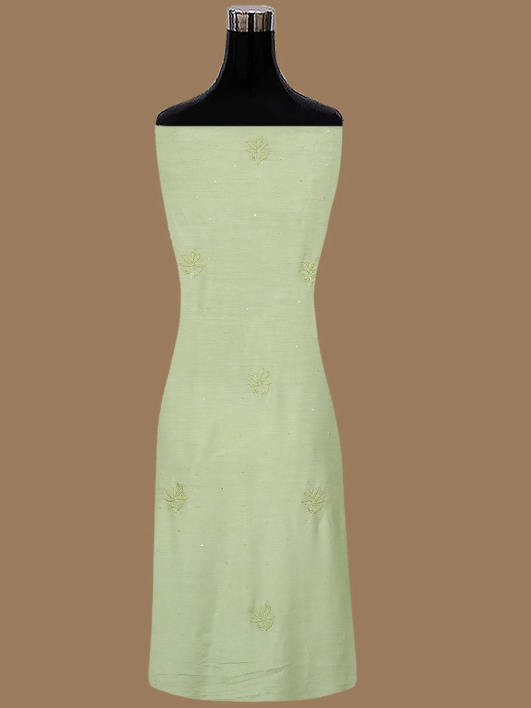 Ada Hand Embroidered Lime Green Muslin Lucknowi Chikankari Unstitched Suit Set With Zari Work 01A796107