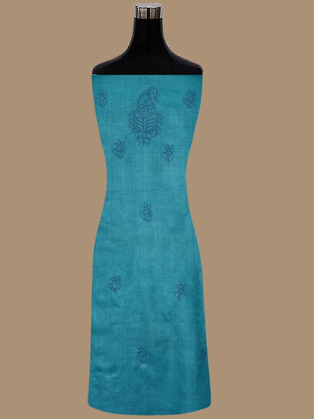 Ada Hand Embroidered Cerulean Blue Tussar Silk Lucknowi Chikankari Unstitched Suit Piece 01A774730
