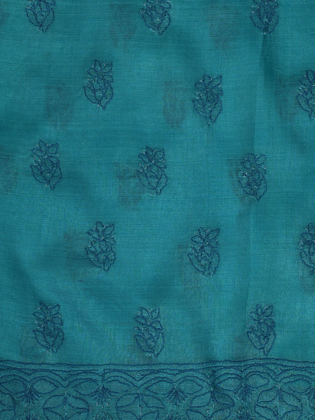 Ada Hand Embroidered Cerulean Blue Tussar Silk Lucknowi Chikankari Unstitched Suit Piece 01A774730