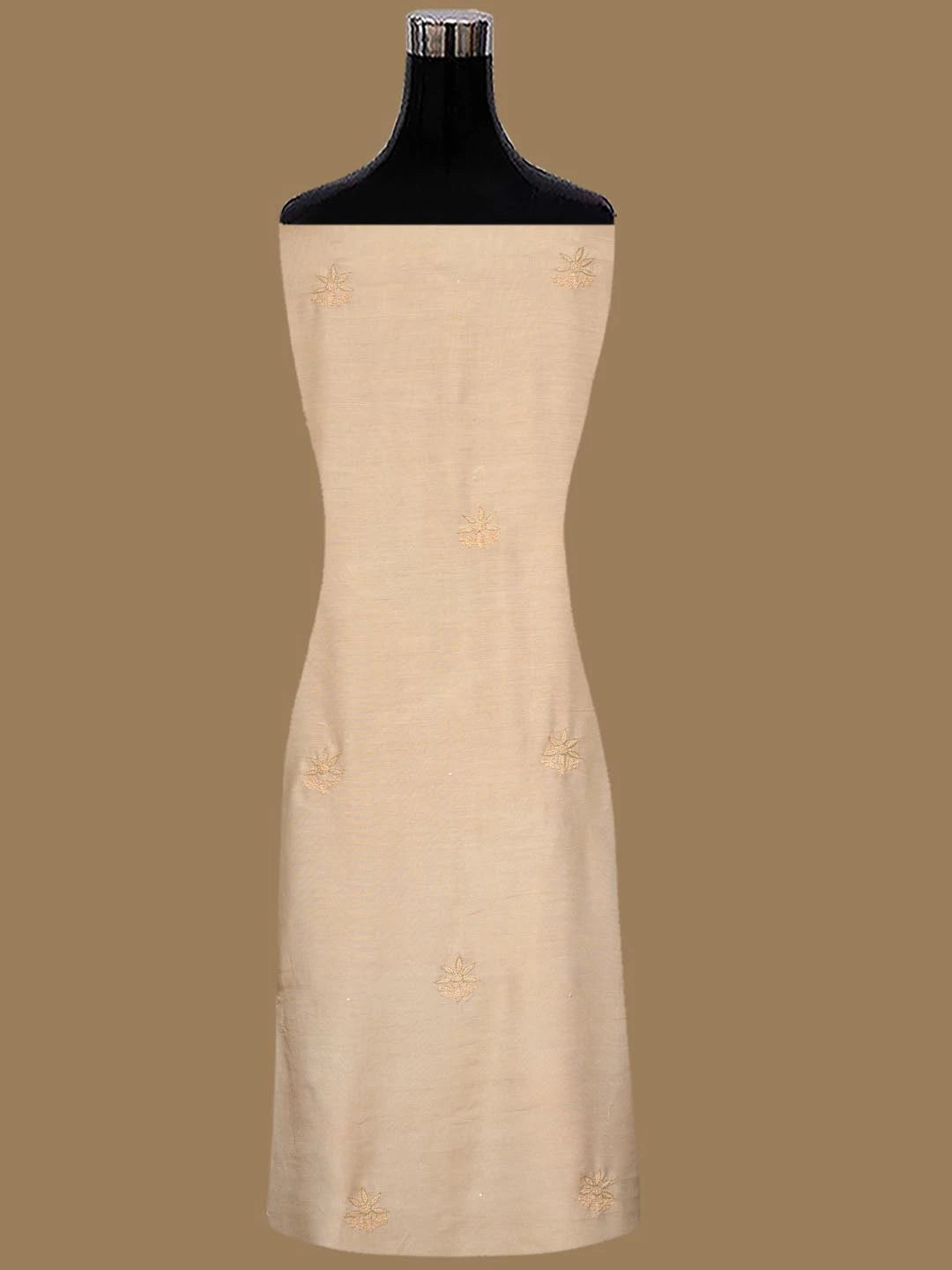 Ada Hand Embroidered Dusty Peach Muslin Lucknowi Chikankari Unstitched Suit Set With Zari Work 01A789326