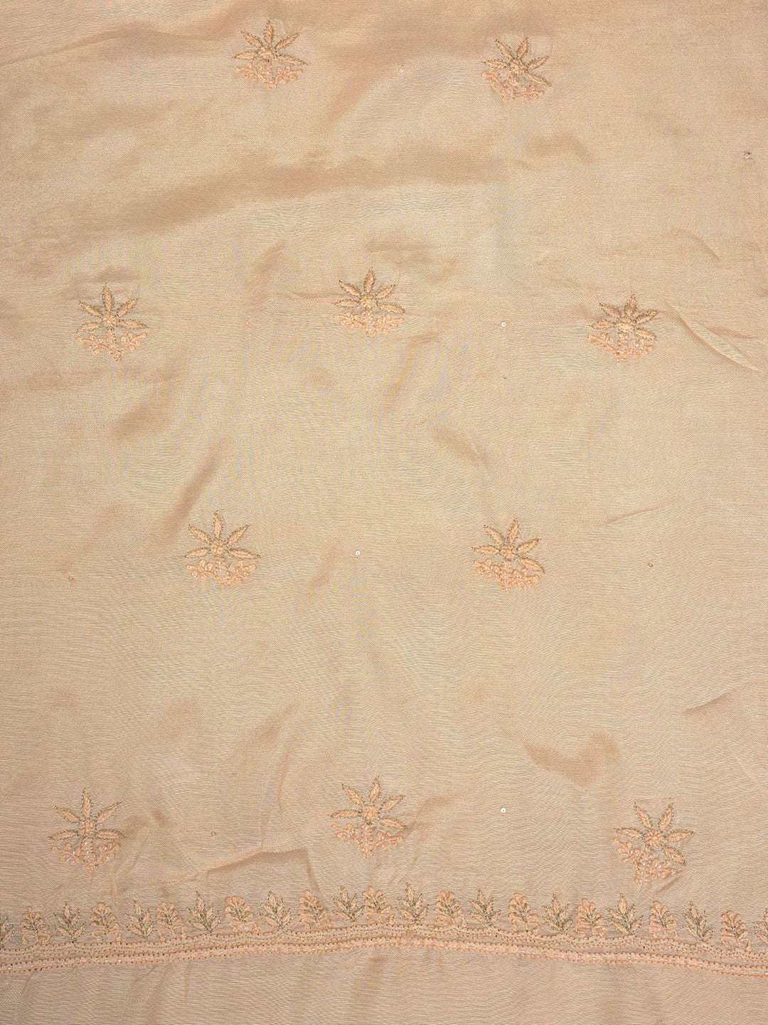Ada Hand Embroidered Dusty Peach Muslin Lucknowi Chikankari Unstitched Suit Set With Zari Work 01A789326