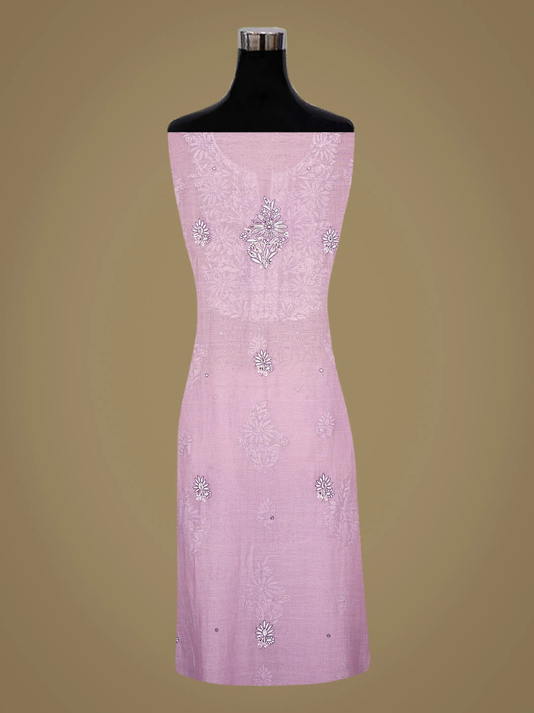 Ada Hand Embroidered Lavender Chanderi Lucknowi Chikankari Unstitched Kurta Dupatta Set With Cutdana Work 01A682969