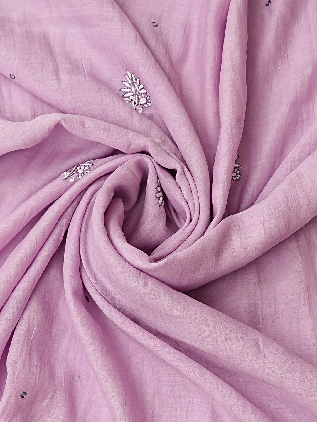 Ada Hand Embroidered Lavender Chanderi Lucknowi Chikankari Unstitched Kurta Dupatta Set With Cutdana Work 01A682969