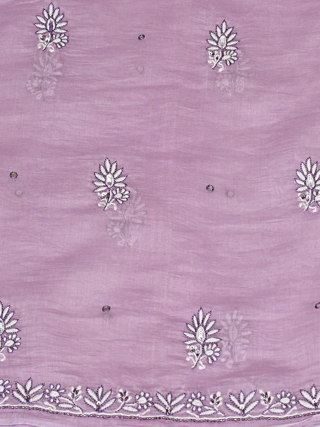 Ada Hand Embroidered Lavender Chanderi Lucknowi Chikankari Unstitched Kurta Dupatta Set With Cutdana Work 01A682969