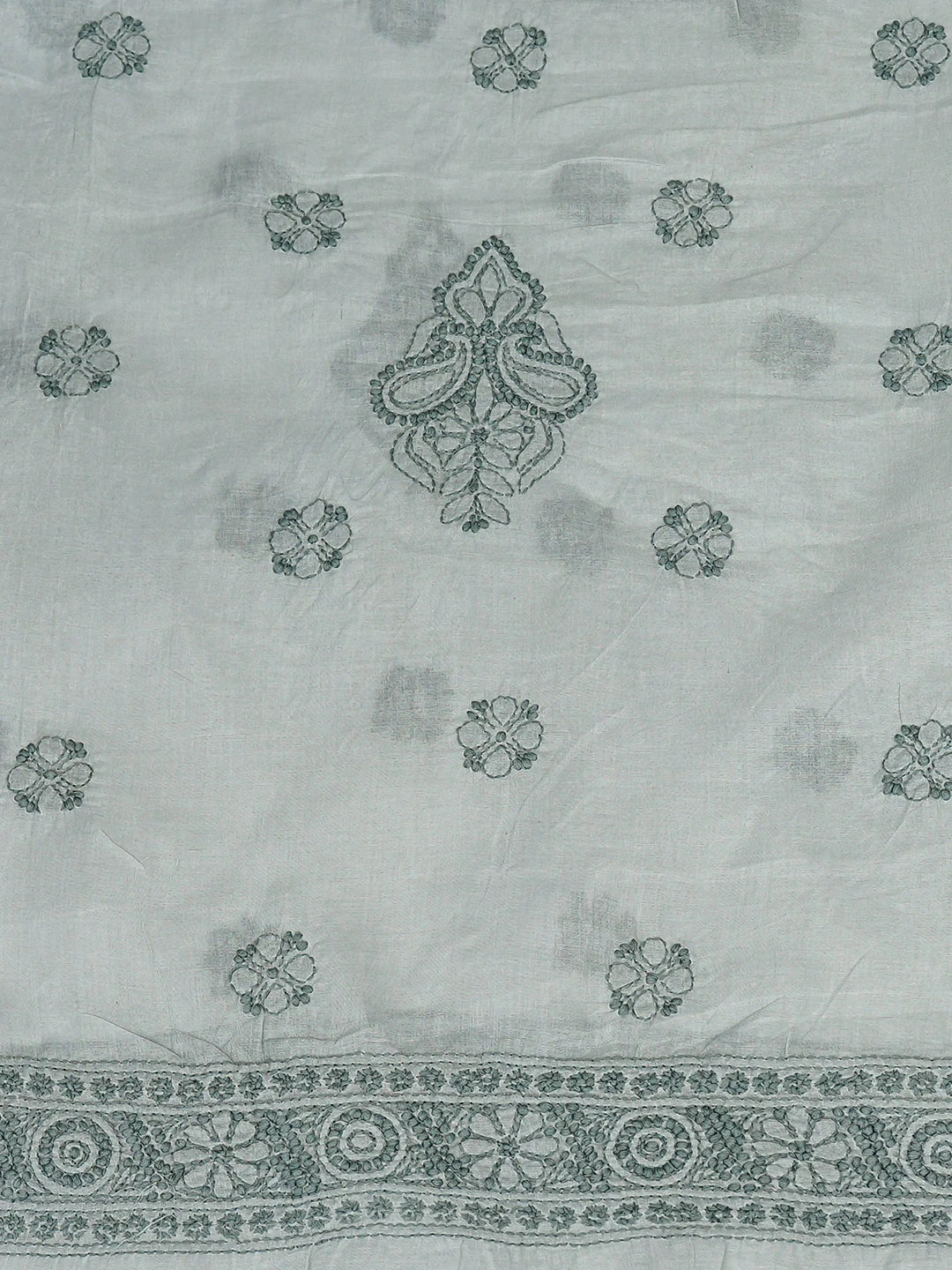 Ada Hand Embroidered Grey Cotton Lucknowi Chikankari Unstitched Kurta Piece 01A831615