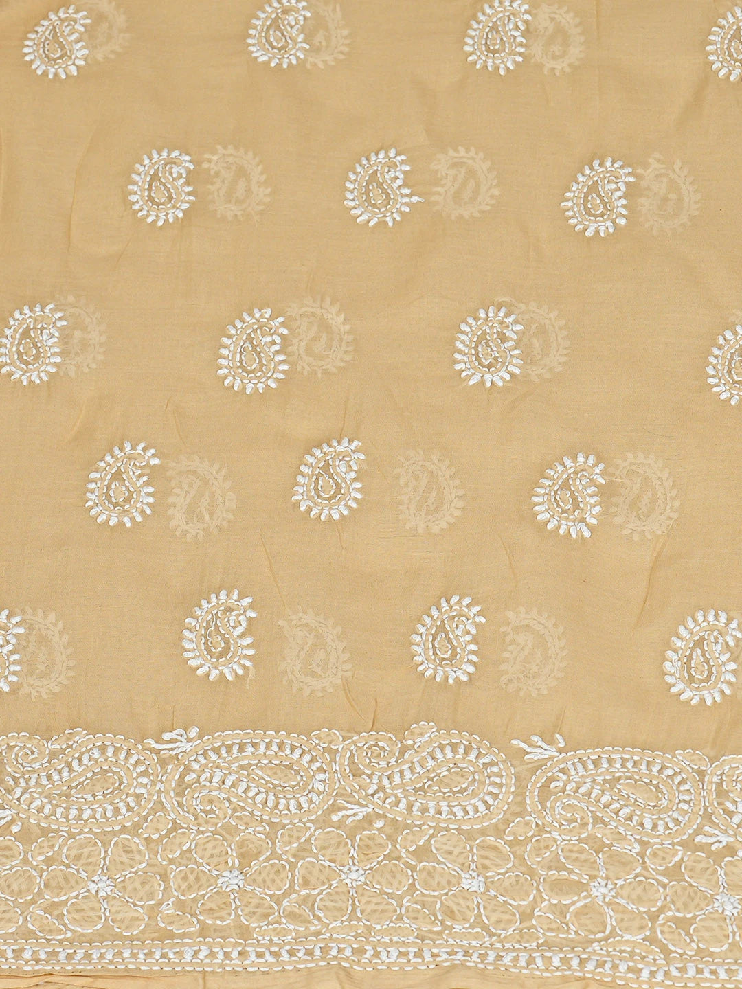 Ada Hand Embroidered Fawn Cotton Lucknowi Chikankari Unstitched Kurta Piece 01A844110