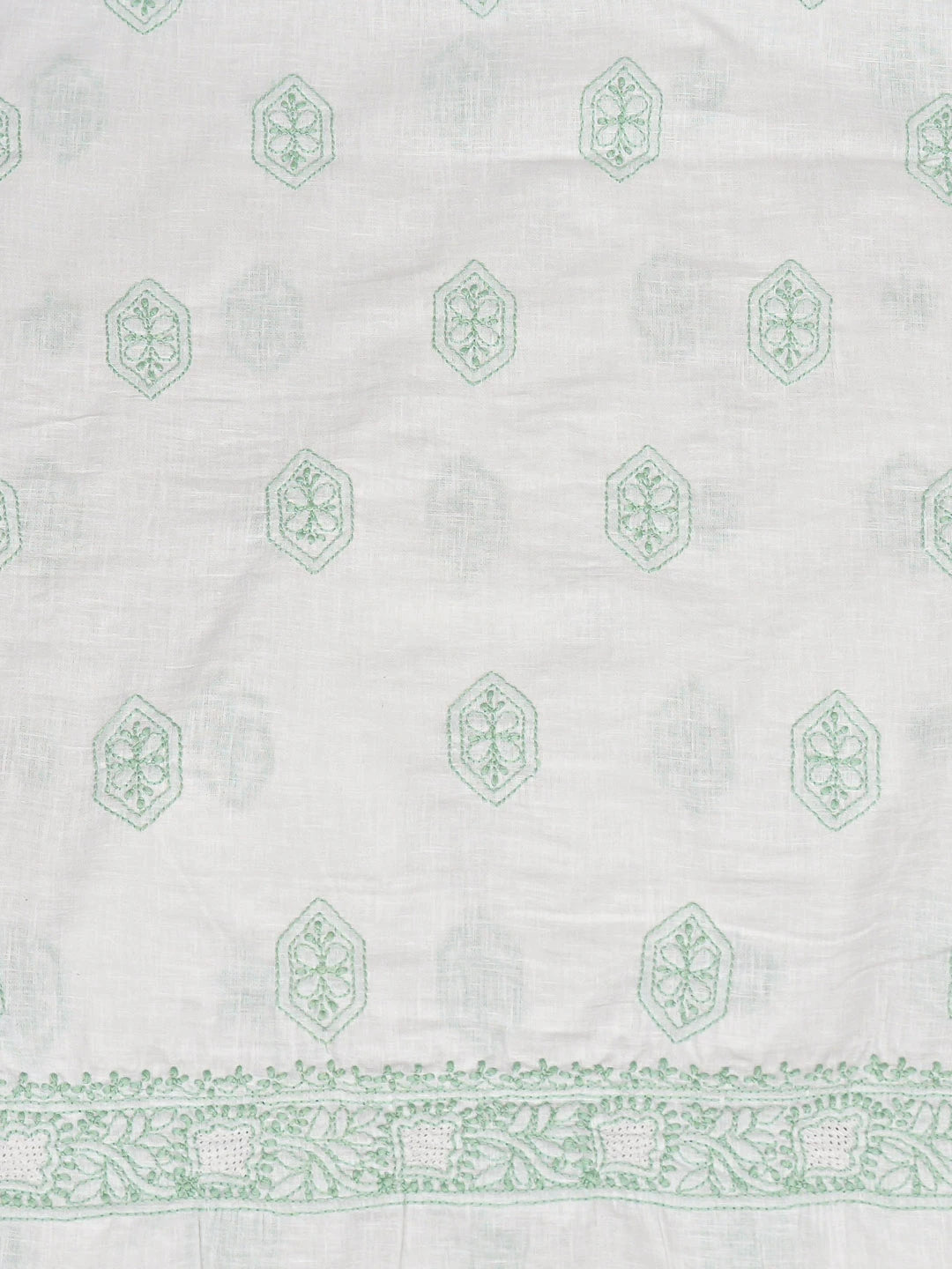 Ada Hand Embroidered White Cotton Lucknowi Chikankari Unstitched Kurta Piece 01A832321