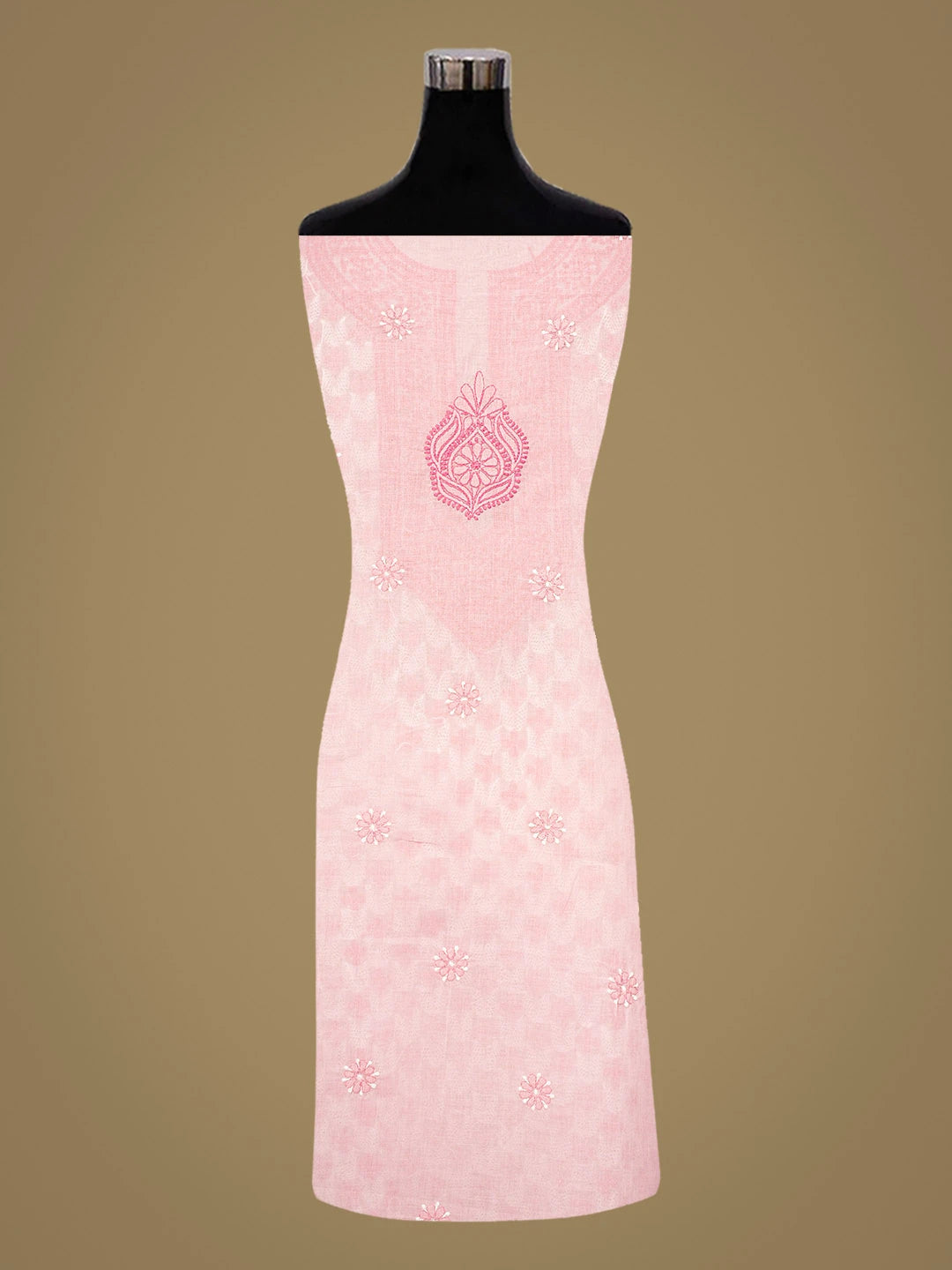 Ada Hand Embroidered Pink Cotton Lucknowi Chikankari Unstitched Kurta Piece 01A831601