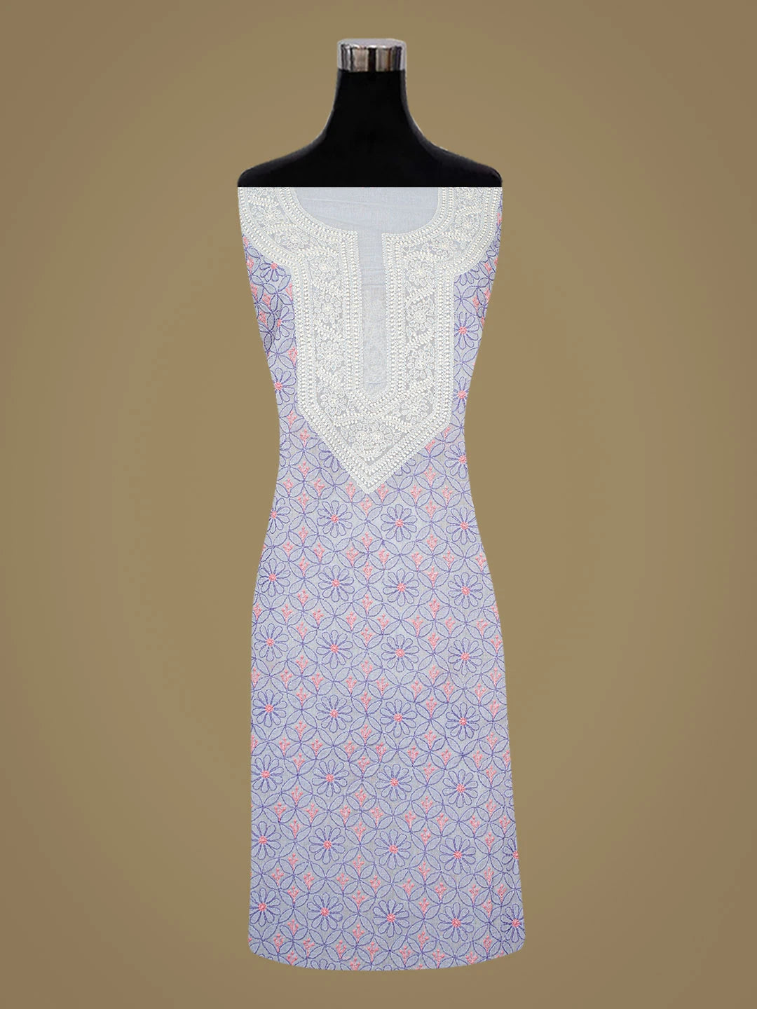 Ada Hand Embroidered Mauve Cotton Lucknowi Chikankari Unstitched Kurta Piece 01A831610