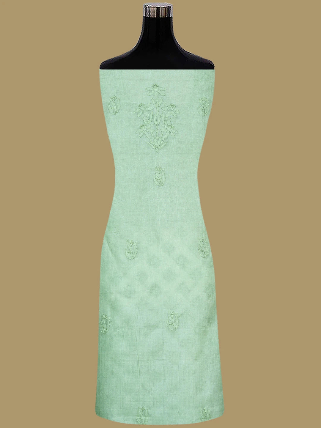 Ada Hand Embroidered Pistachio Green Silk Lucknowi Chikankari Unstitched Suit Piece 01A702982