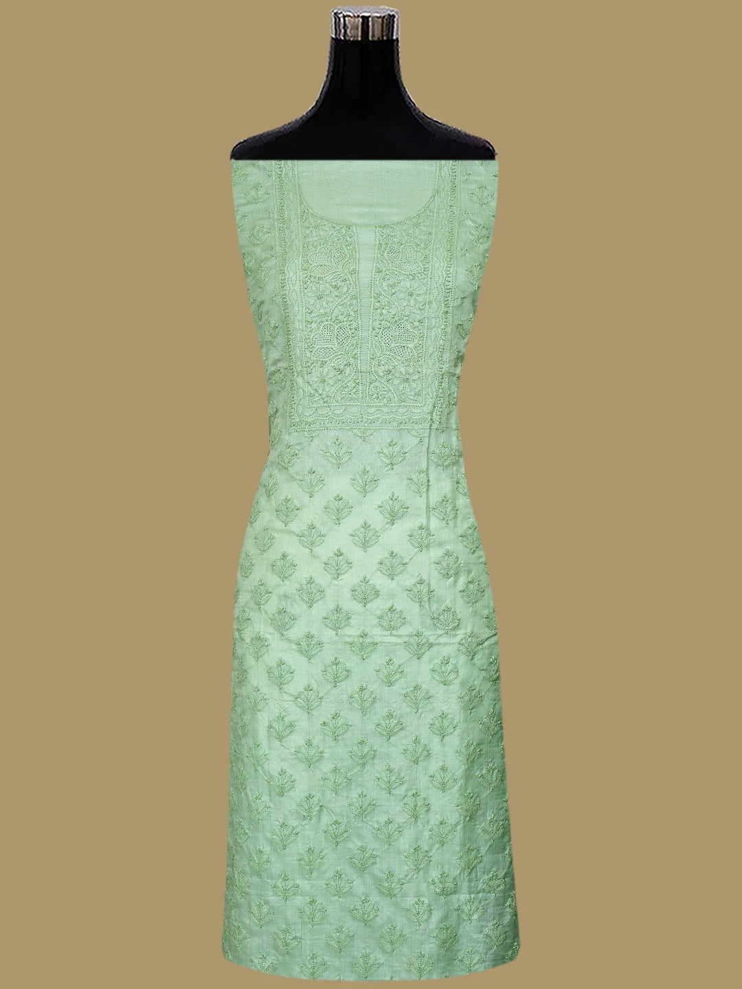 Ada Hand Embroidered Pistachio Green Silk Lucknowi Chikankari Unstitched Suit Piece 01A702982