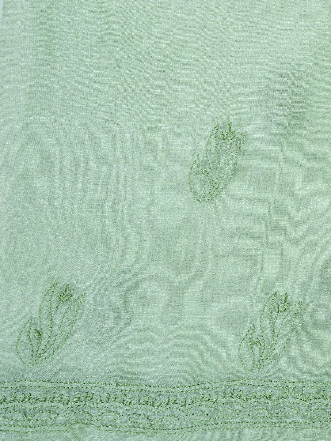 Ada Hand Embroidered Pistachio Green Silk Lucknowi Chikankari Unstitched Suit Piece 01A702982