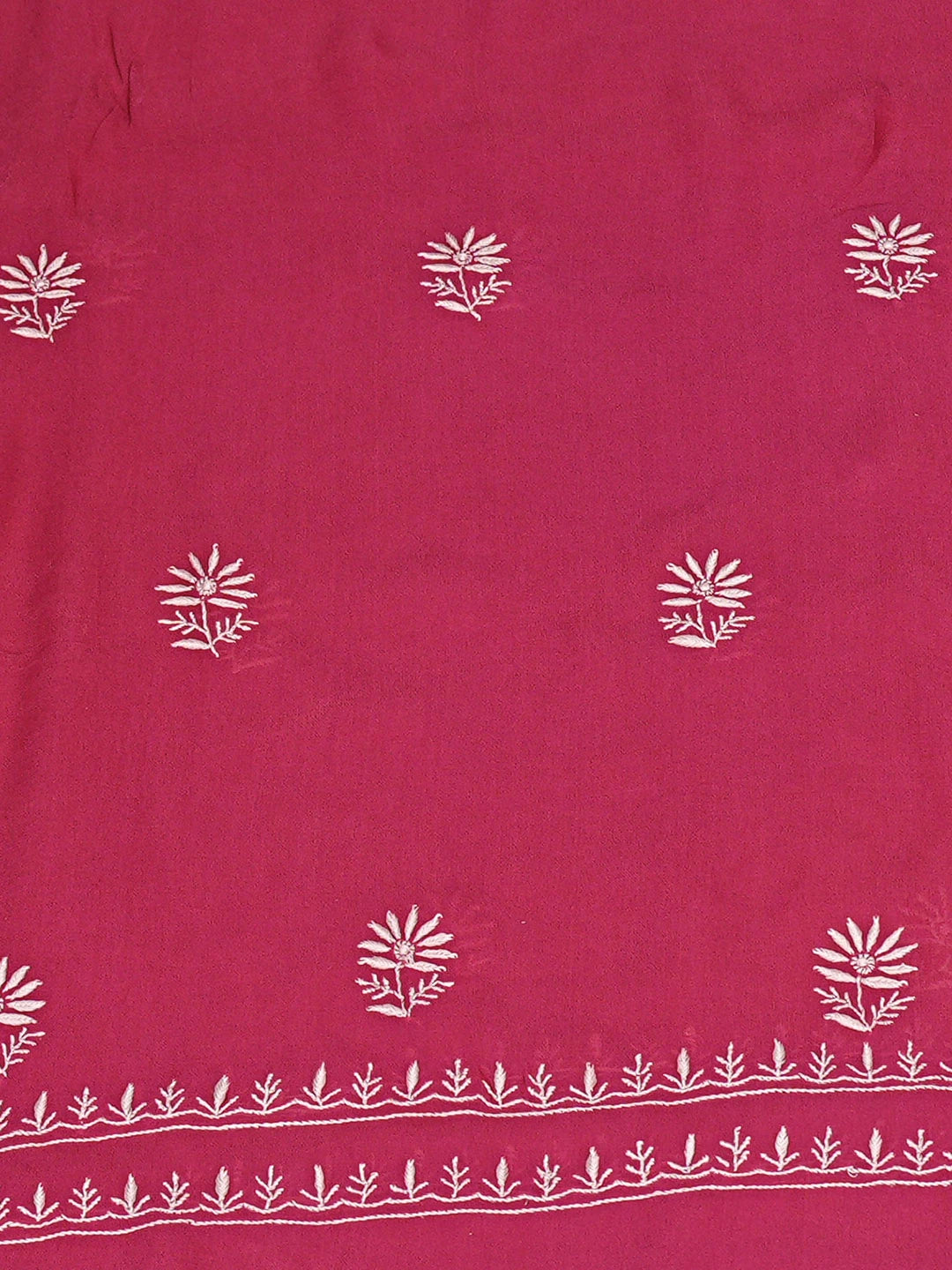 Ada Hand Embroidered Magenta Viscose Georgette Lucknowi Chikankari Unstitched Kurta Dupatta Set 01A843859