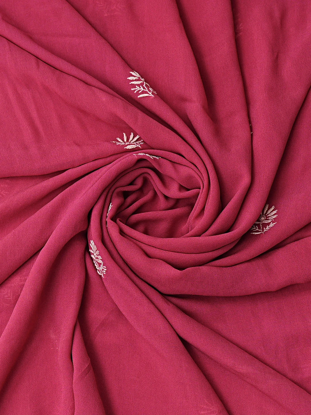 Ada Hand Embroidered Magenta Viscose Georgette Lucknowi Chikankari Unstitched Kurta Dupatta Set 01A843859