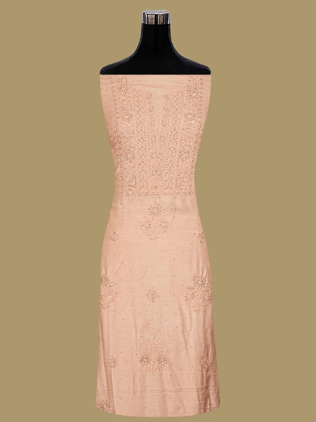 Ada Hand Embroidered Dusty Peach Muslin Lucknowi Chikankari Unstitched Suit Set With Zari Work 01A795821