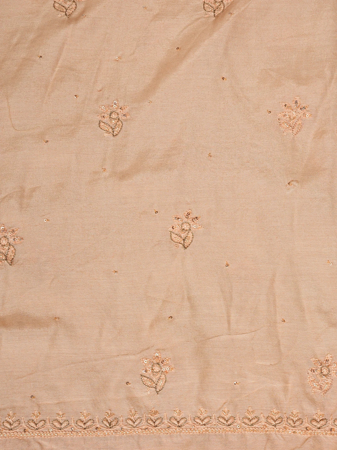 Ada Hand Embroidered Dusty Peach Muslin Lucknowi Chikankari Unstitched Suit Set With Zari Work 01A795821