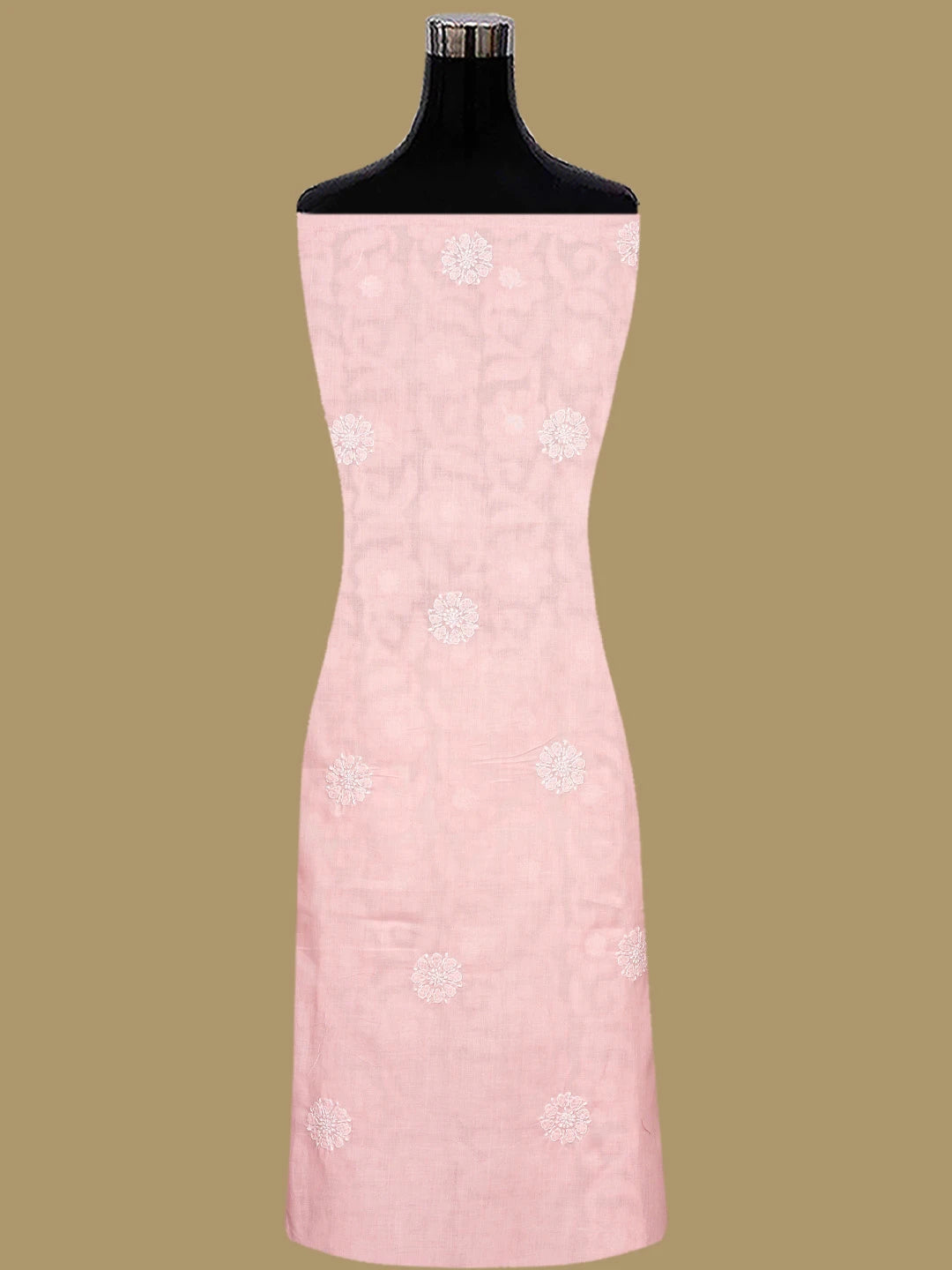 Ada Hand Embroidered Peach Cotton And Net Lucknowi Chikankari Unstitched Suit Piece 01A821962