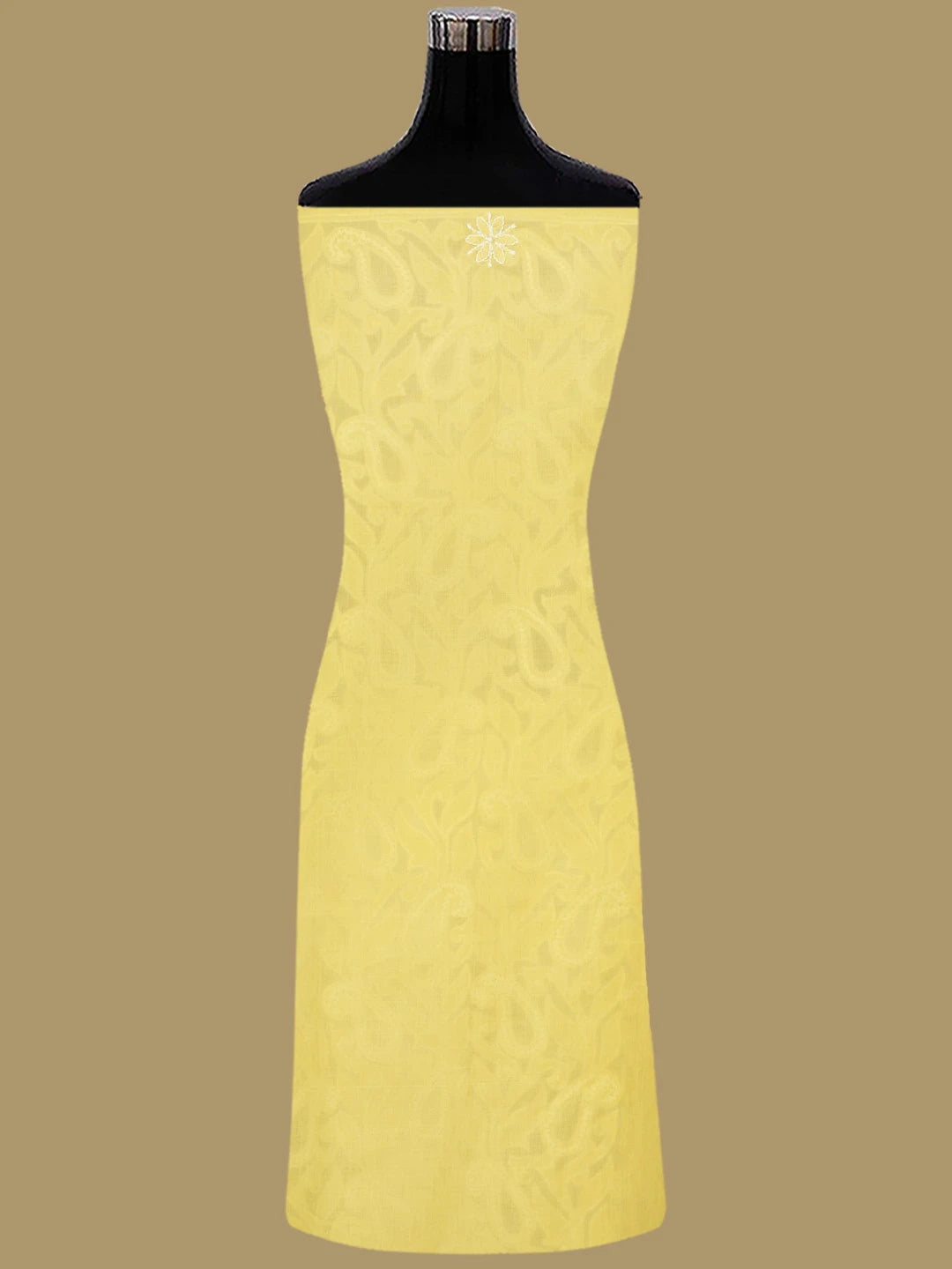 Ada Hand Embroidered Yellow Cotton And Net Lucknowi Chikankari Unstitched Suit Piece 01A821957